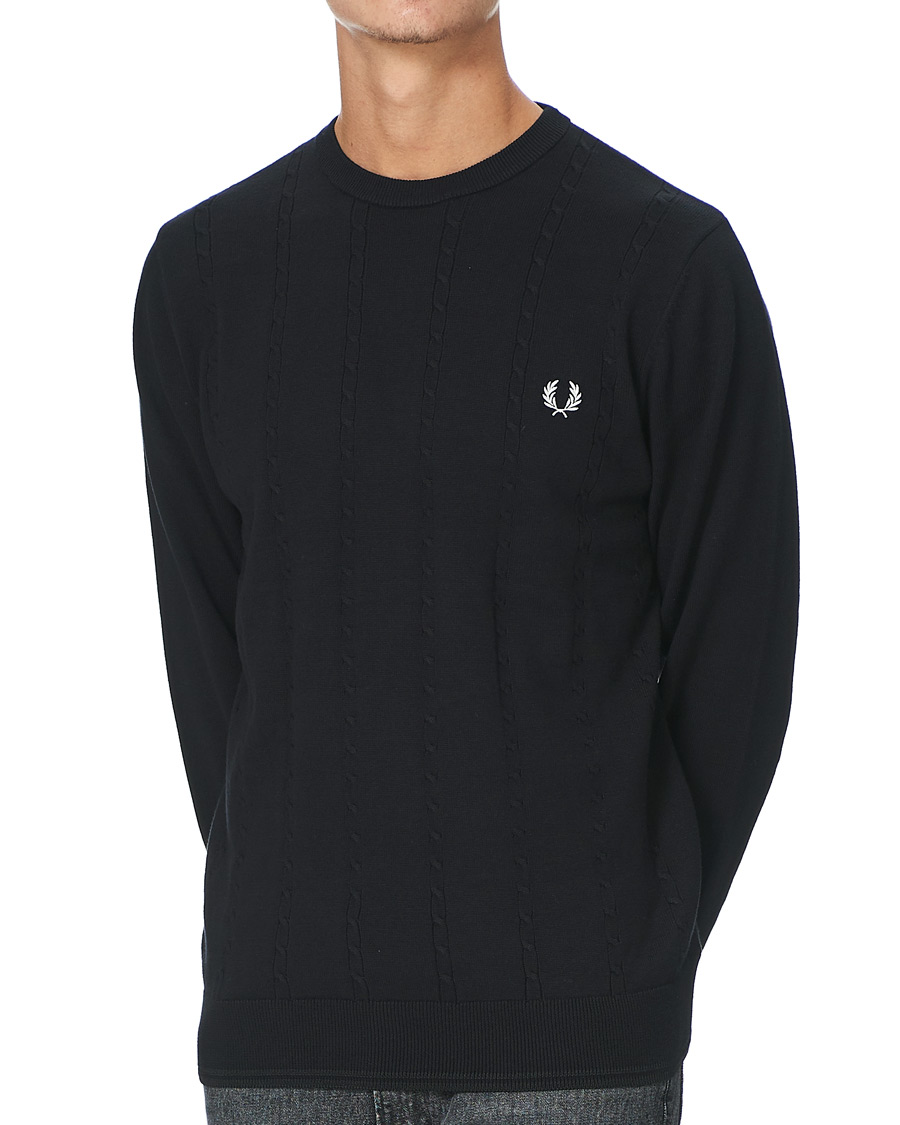 Herren | Pullover | Fred Perry | Cable Knit Crew Neck Jumper Black