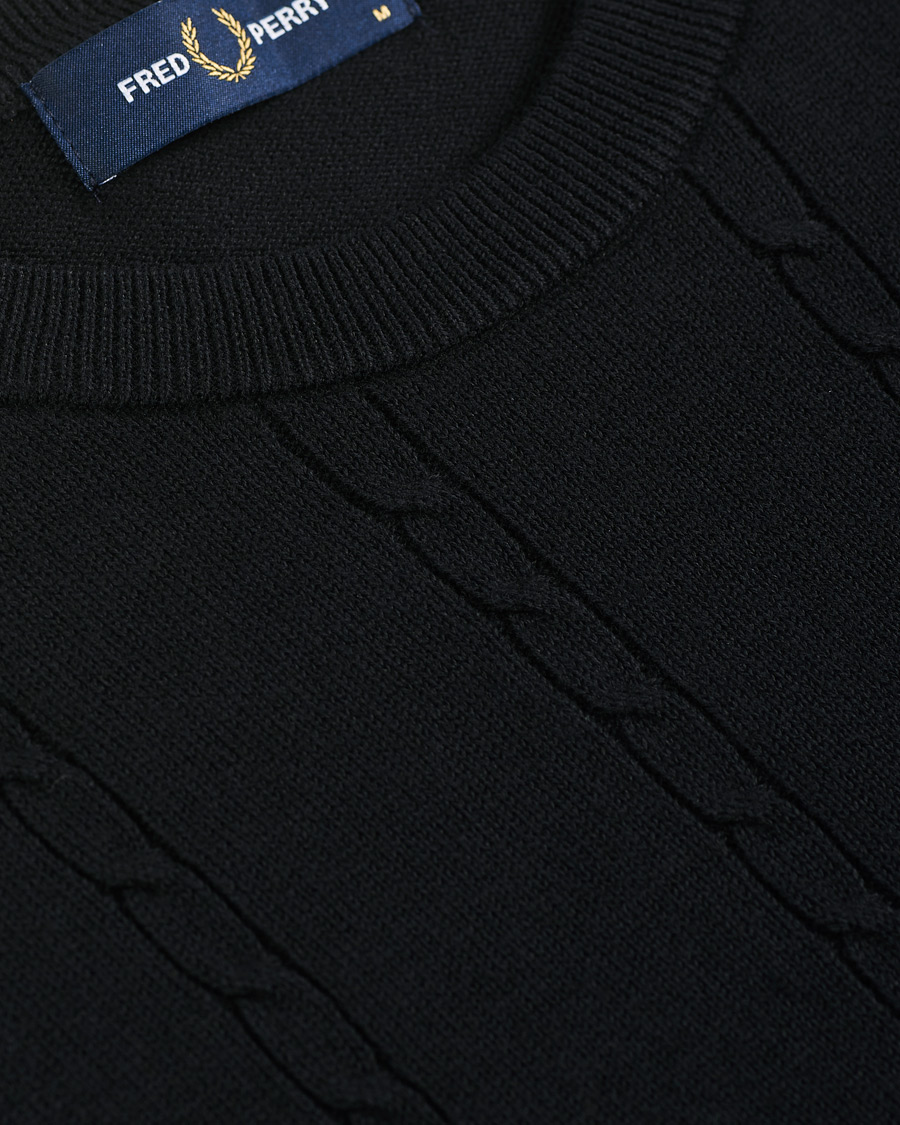 Herren | Pullover | Fred Perry | Cable Knit Crew Neck Jumper Black