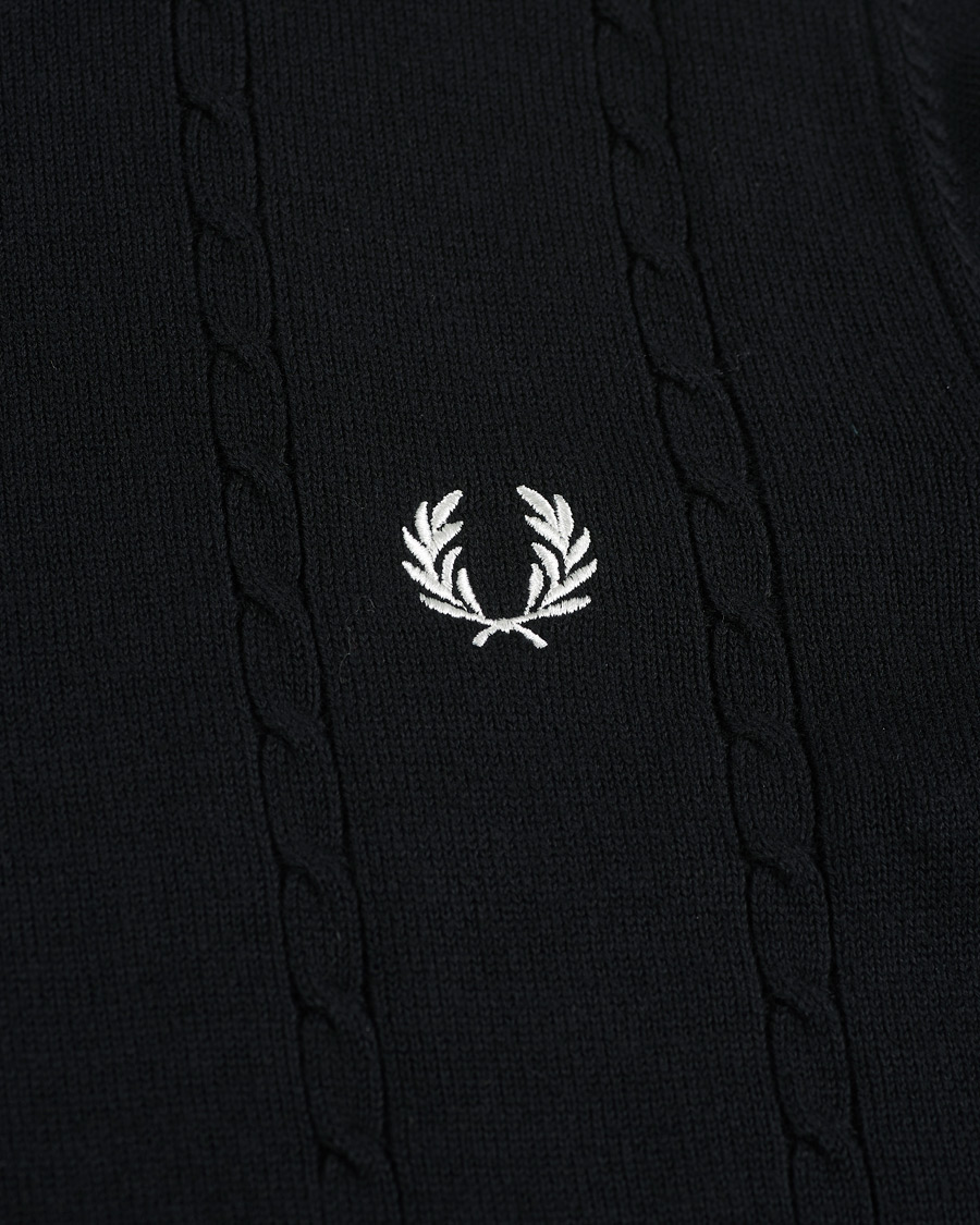Herren | Pullover | Fred Perry | Cable Knit Crew Neck Jumper Black