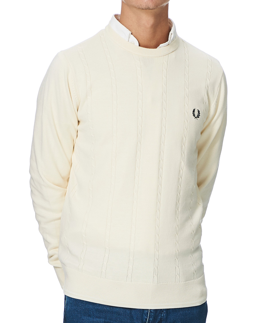 Herren | Pullover | Fred Perry | Cable Knit Crew Neck Jumper Ecru