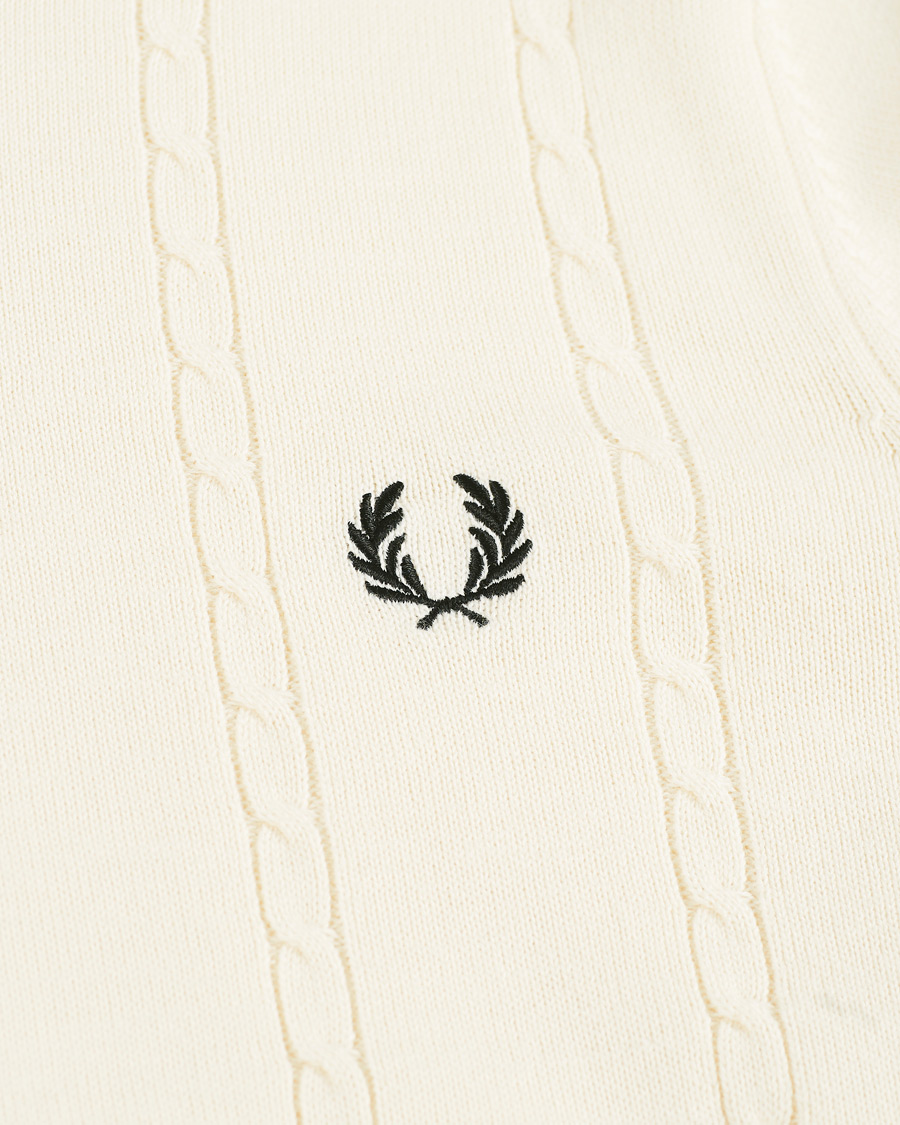 Herren | Pullover | Fred Perry | Cable Knit Crew Neck Jumper Ecru