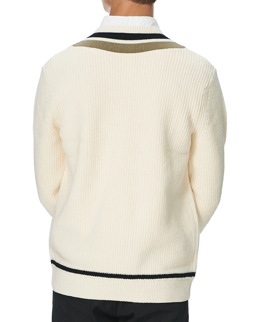 Herren | Pullover | Fred Perry | Striped Knitted V-Neck Jumper Ecru