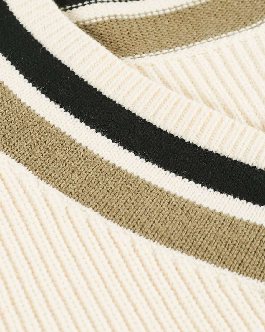 Herren | Pullover | Fred Perry | Striped Knitted V-Neck Jumper Ecru