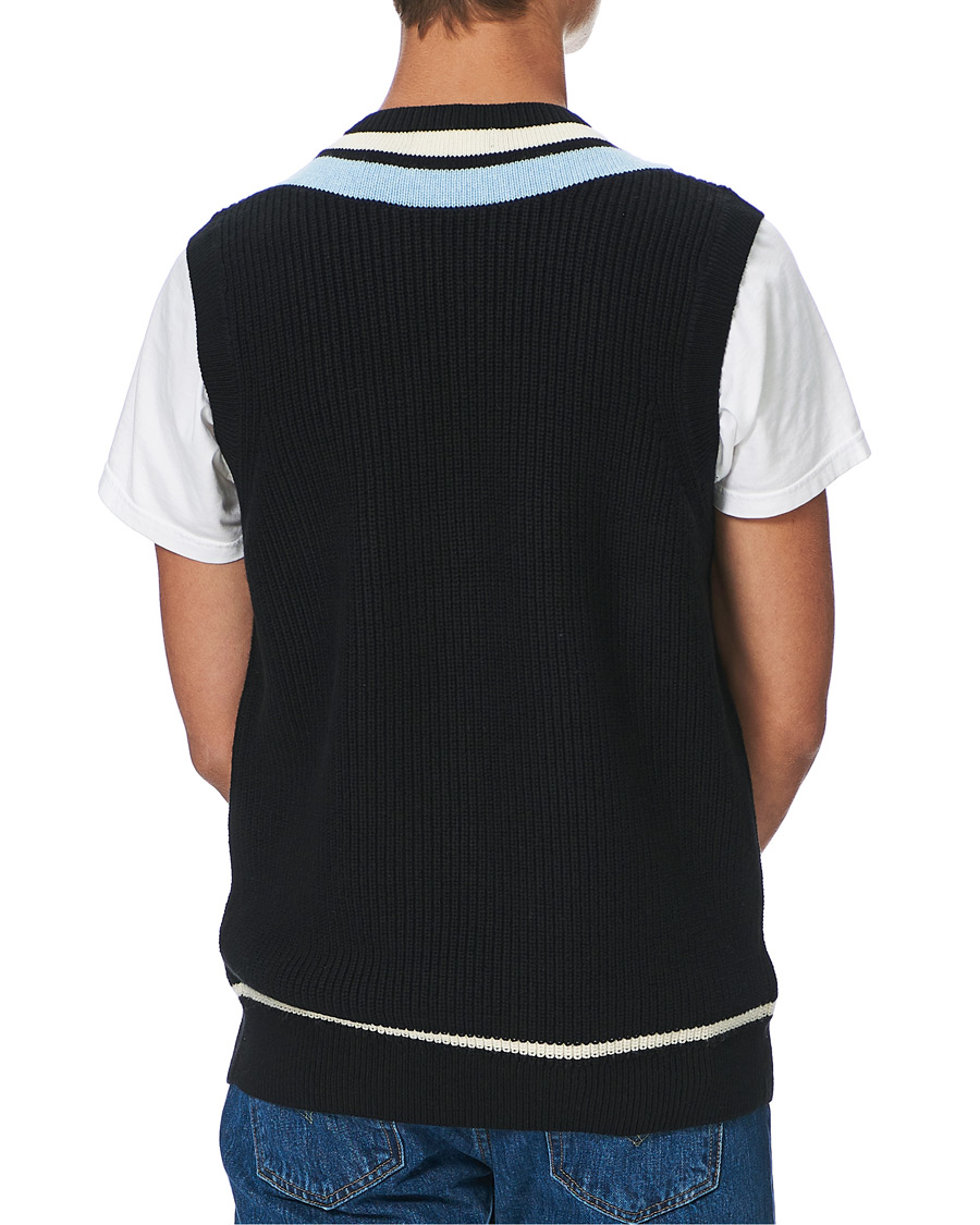 Herren | Pullover | Fred Perry | Striped Neck Knitted Vest Black
