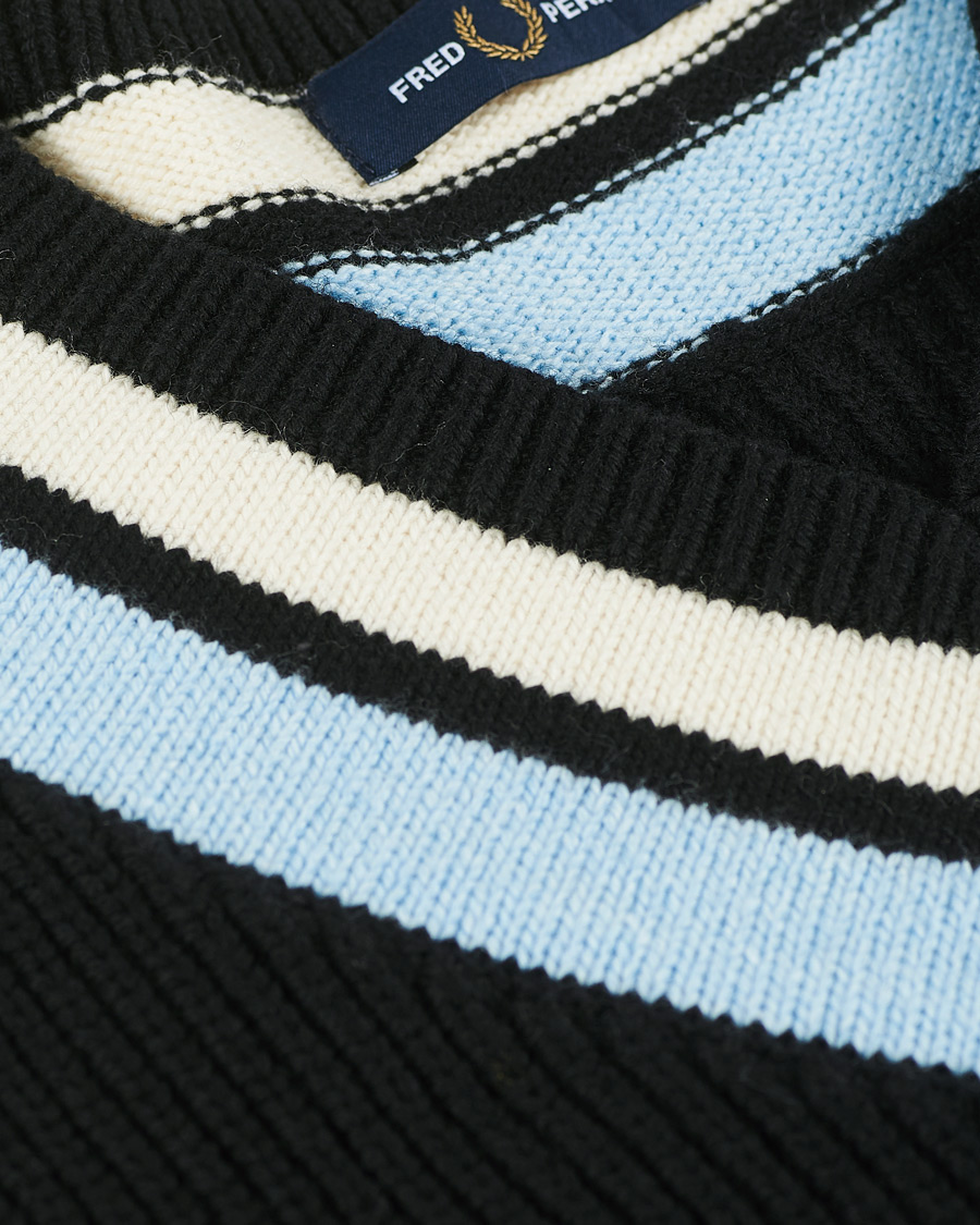 Herren | Pullover | Fred Perry | Striped Neck Knitted Vest Black