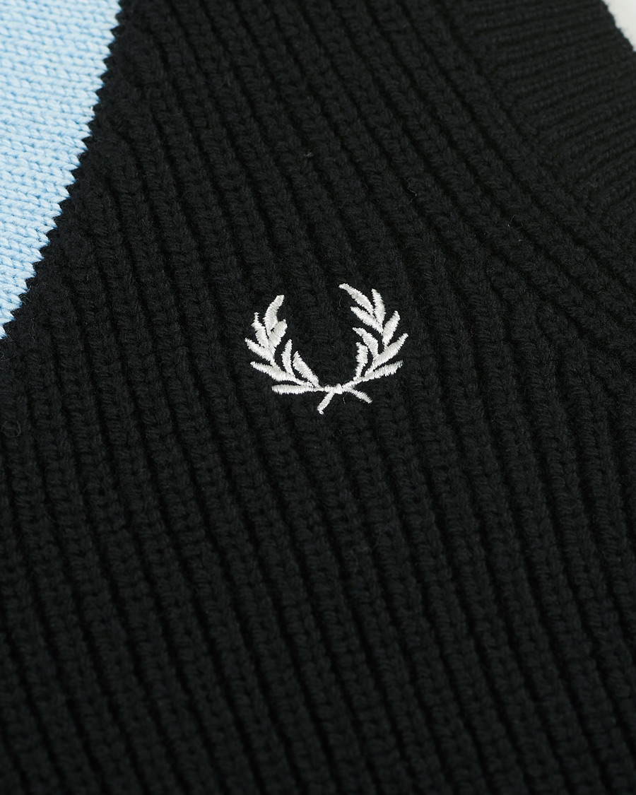 Herren | Pullover | Fred Perry | Striped Neck Knitted Vest Black