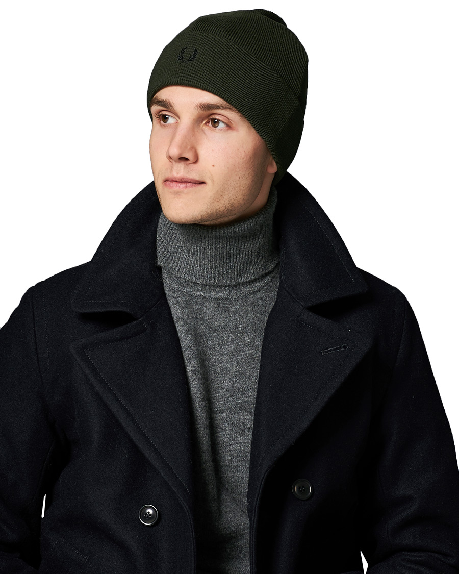 Herren | Fred Perry Merino Wool Beanie Hunting Green | Fred Perry | Merino Wool Beanie Hunting Green