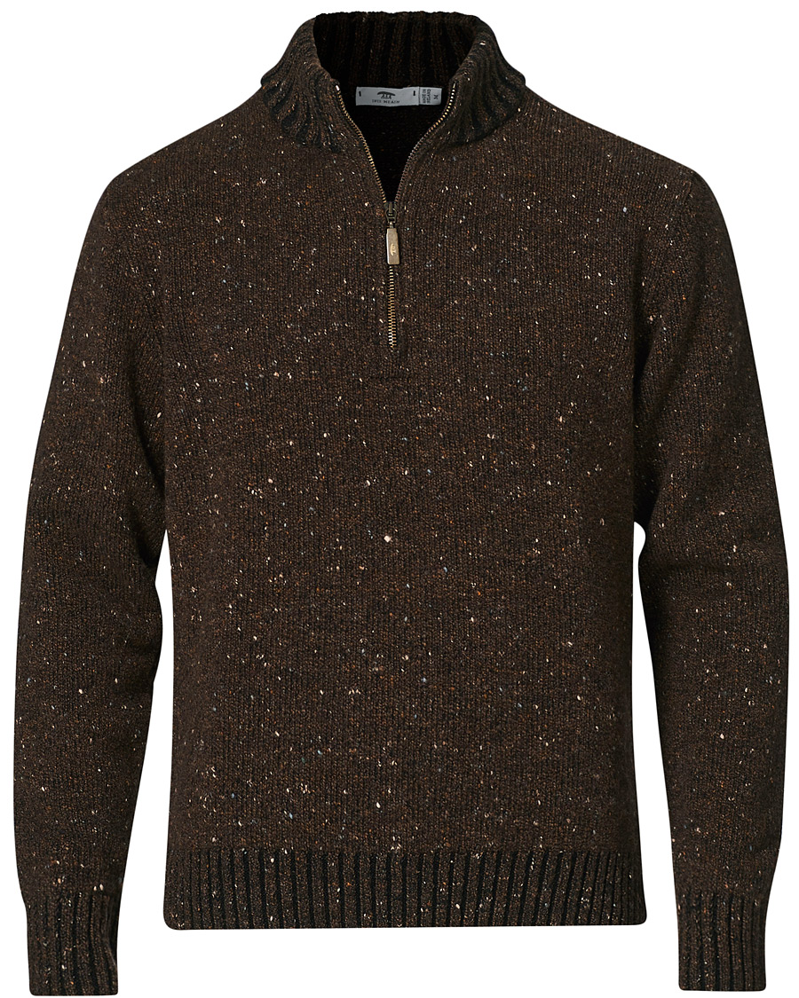 Herren | Pullover | Inis Meáin | Wool/Cashmere Half Zip Brown