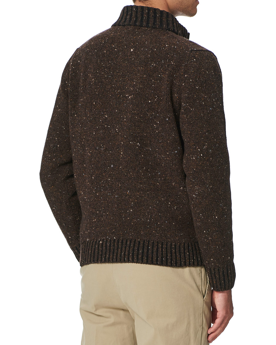 Herren | Pullover | Inis Meáin | Wool/Cashmere Half Zip Brown