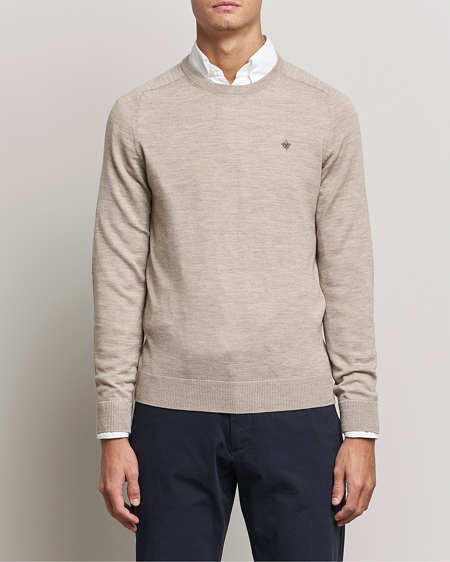 Herren | Rundausschnitt | Morris | Merino Crew Neck Pullover Khaki Melange