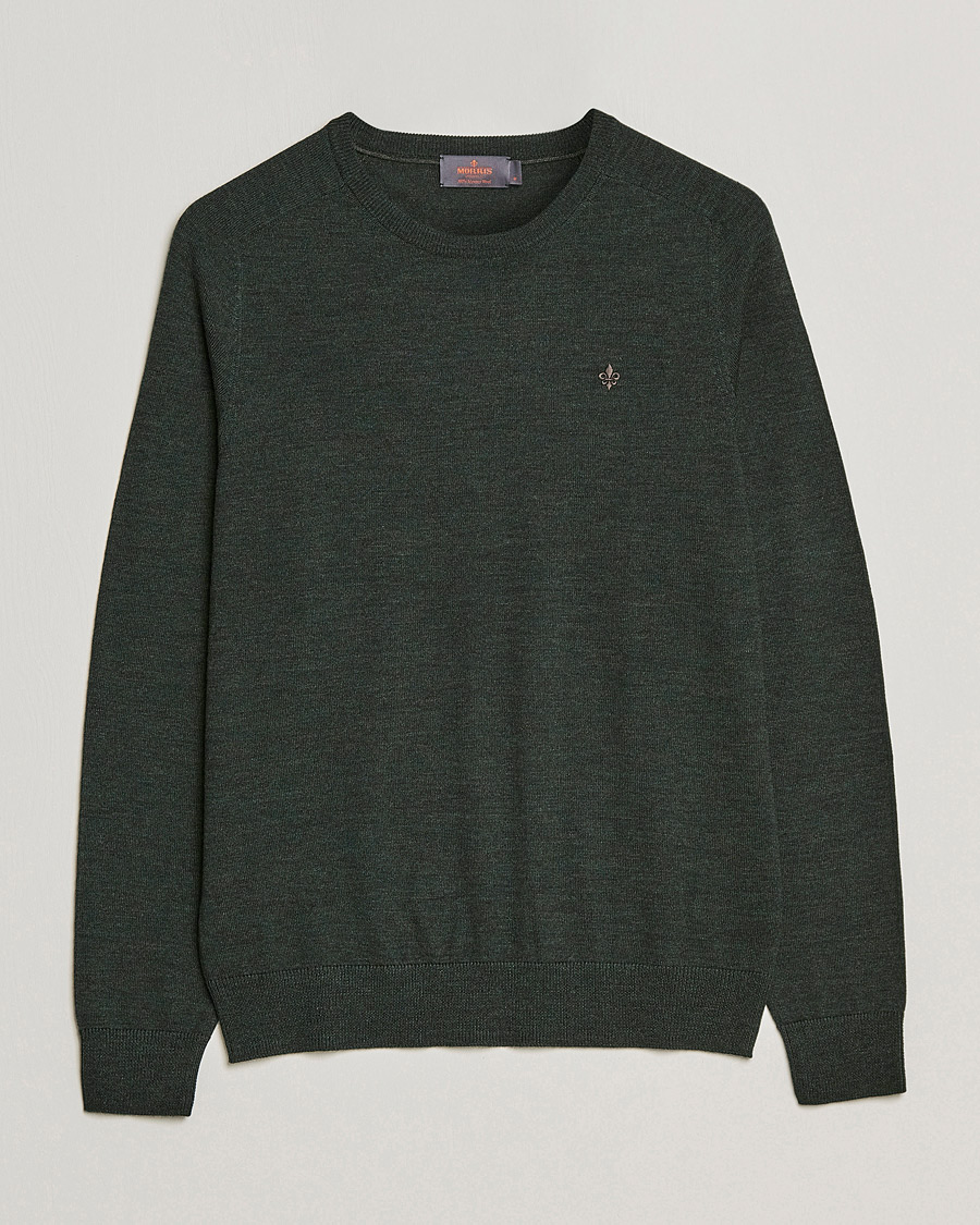 Herren | Pullover | Morris | Merino O-neck Olive Melange