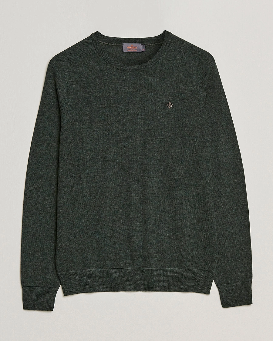 Herren | Pullover | Morris | Merino O-neck Olive Melange