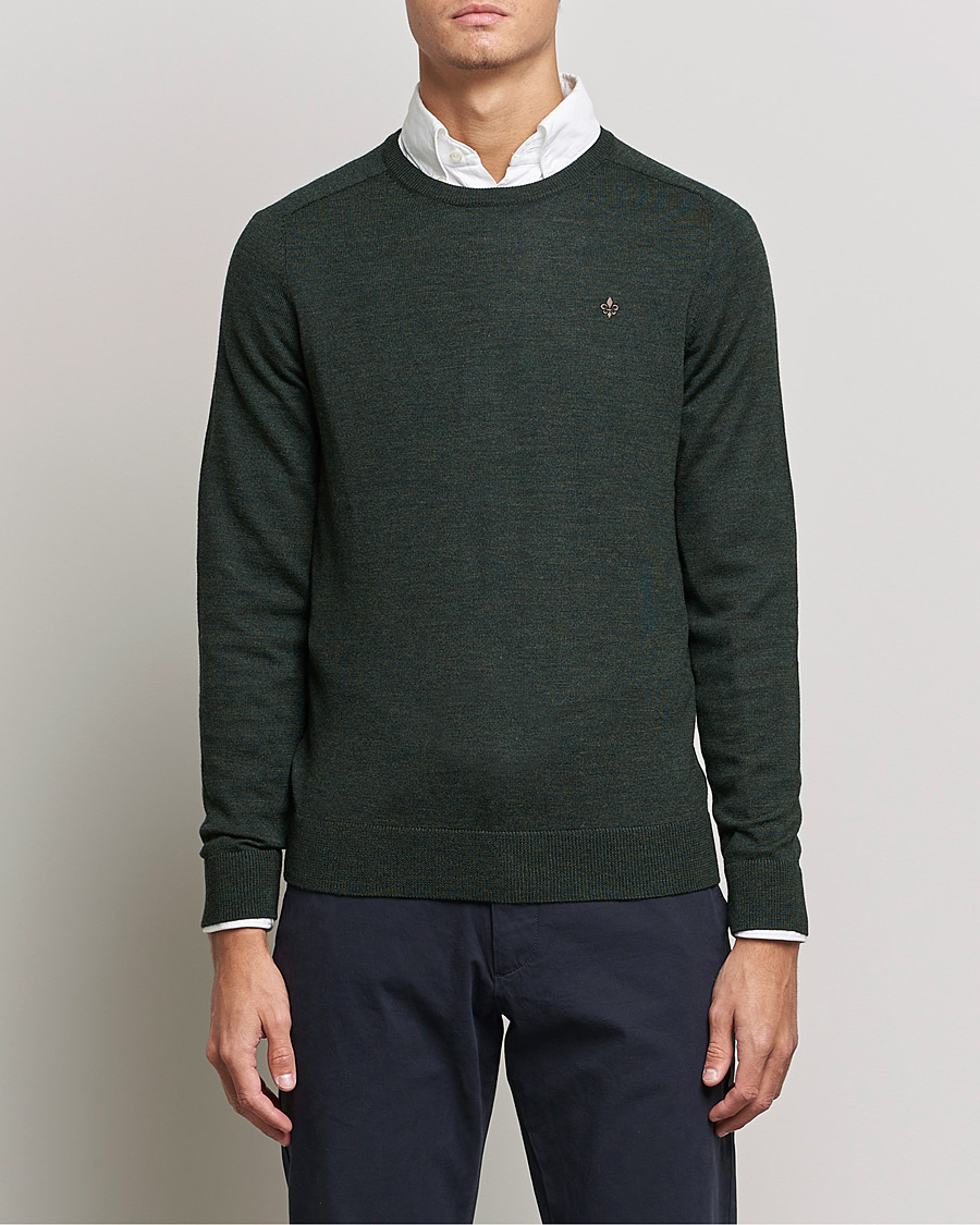 Herren | Pullover | Morris | Merino Crew Neck Pullover Olive Melange