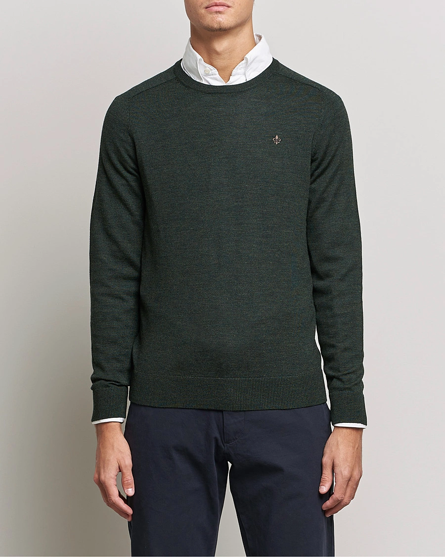Herren | Pullover | Morris | Merino O-neck Olive Melange