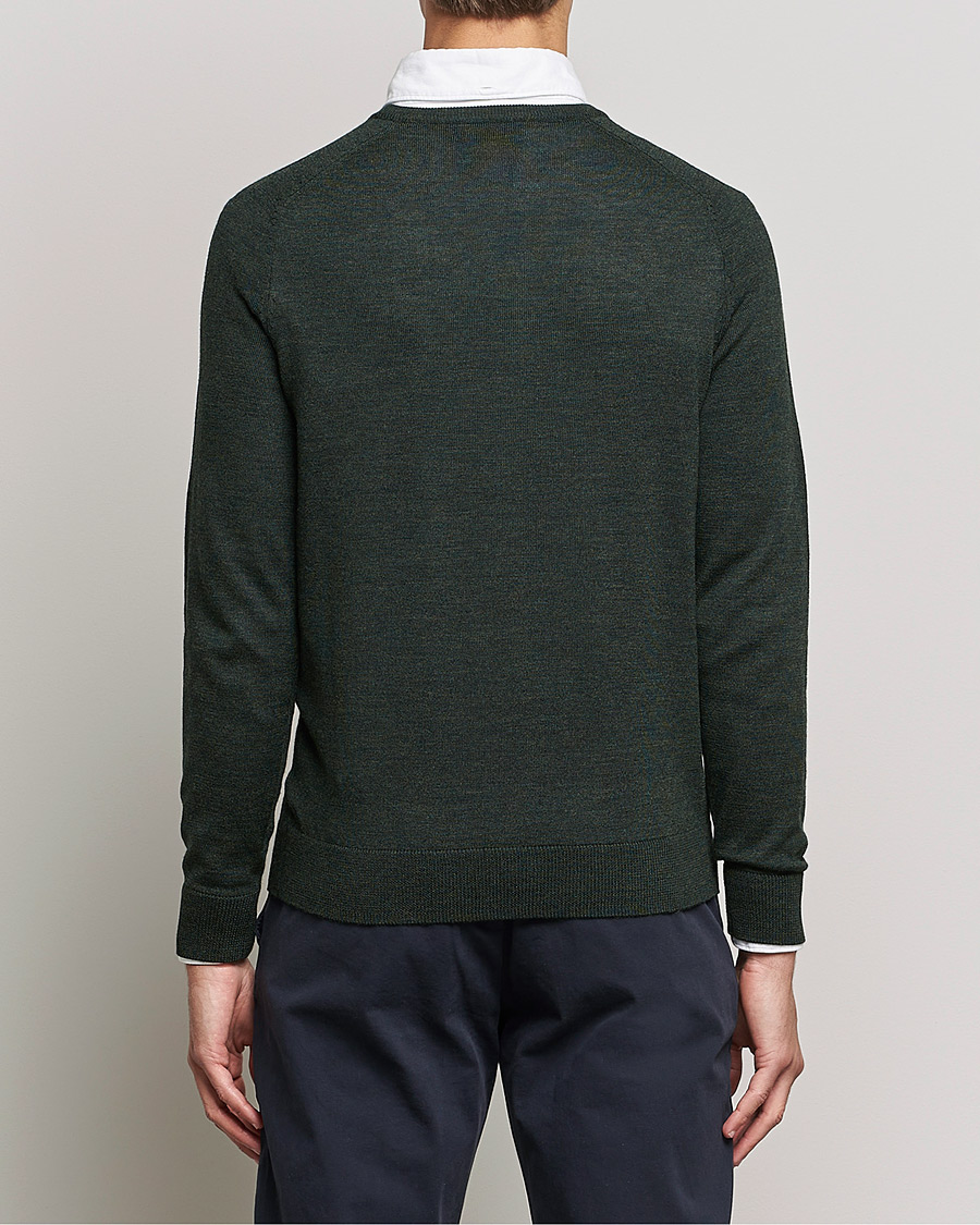 Herren | Pullover | Morris | Merino O-neck Olive Melange