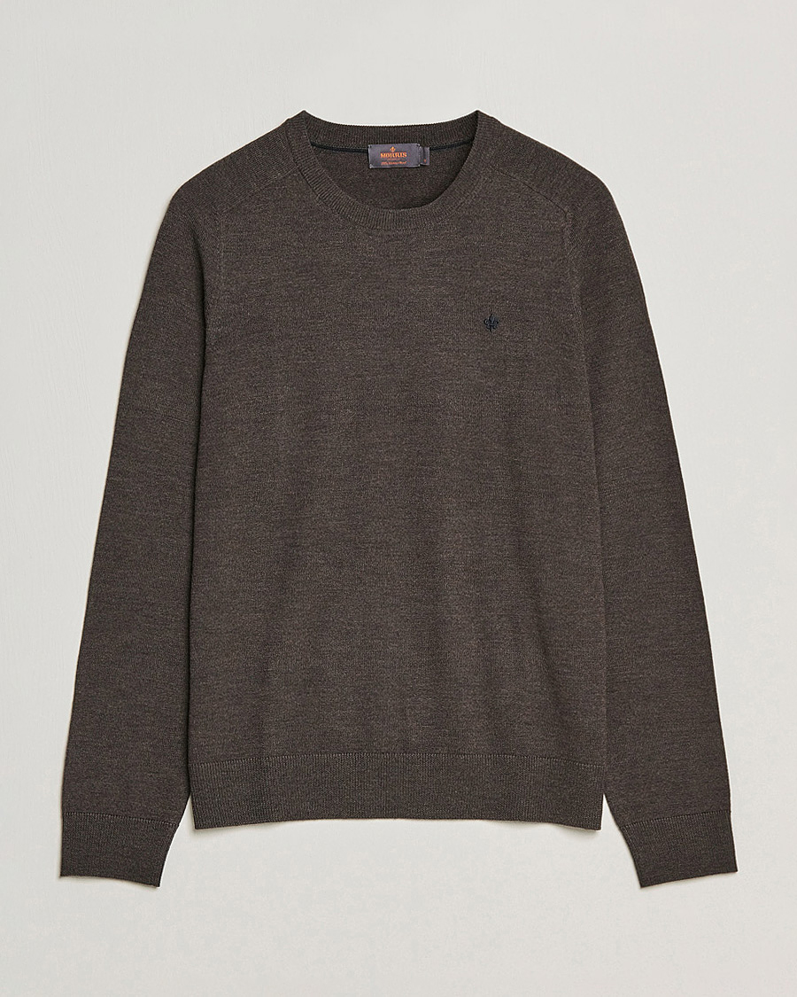 Herren | Pullover | Morris | Merino O-neck Brown Melange