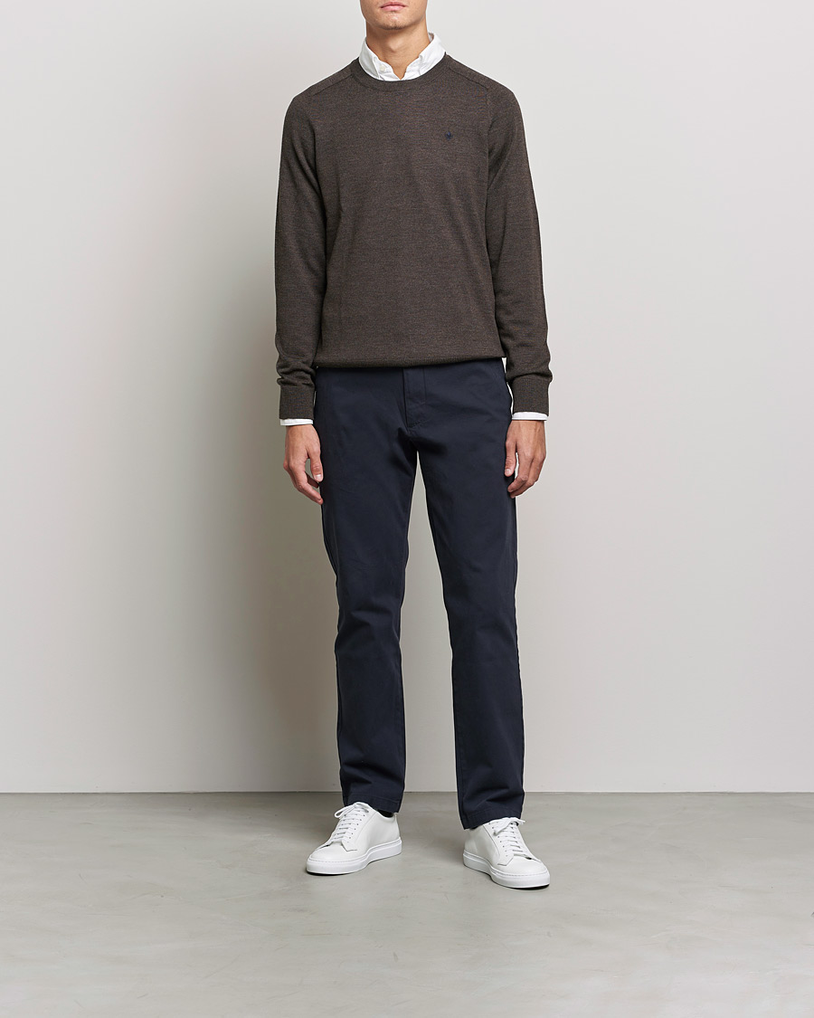 Herren | Pullover | Morris | Merino O-neck Brown Melange