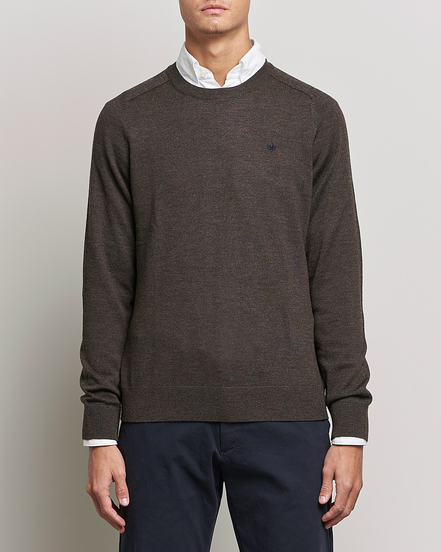 Herren | Pullover | Morris | Merino O-neck Brown Melange