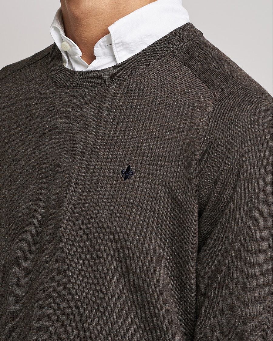 Herren | Pullover | Morris | Merino O-neck Brown Melange