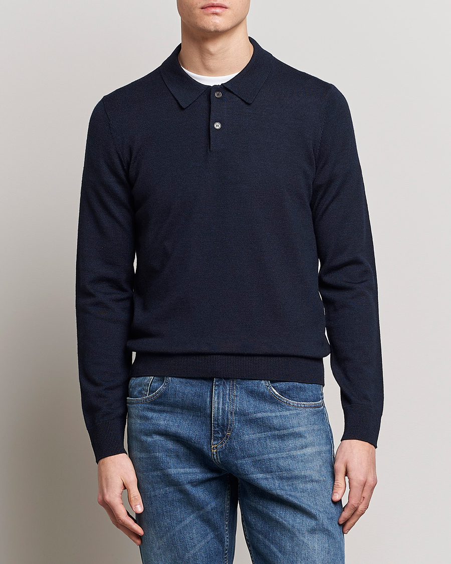 Herren | Pullover | Morris | Merino Polo Knit Navy