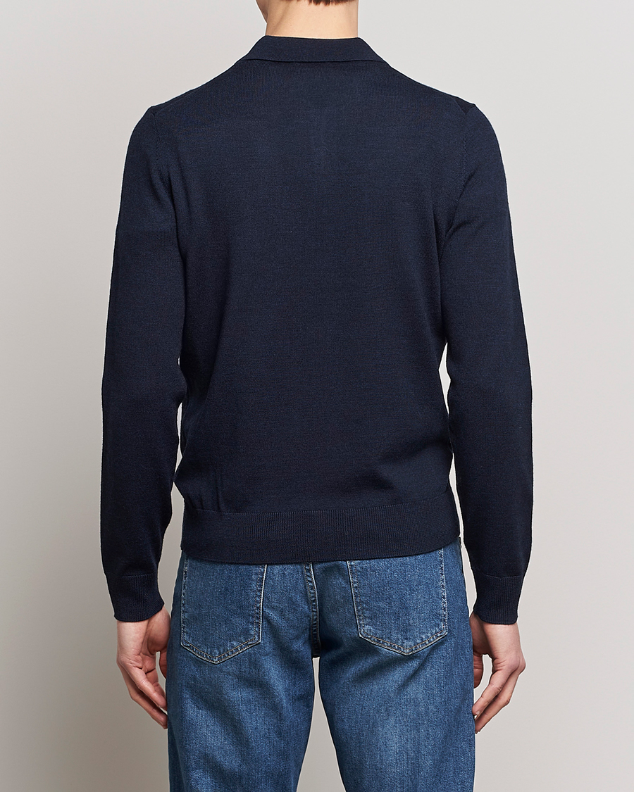 Herren | Pullover | Morris | Merino Knitted Polo Navy