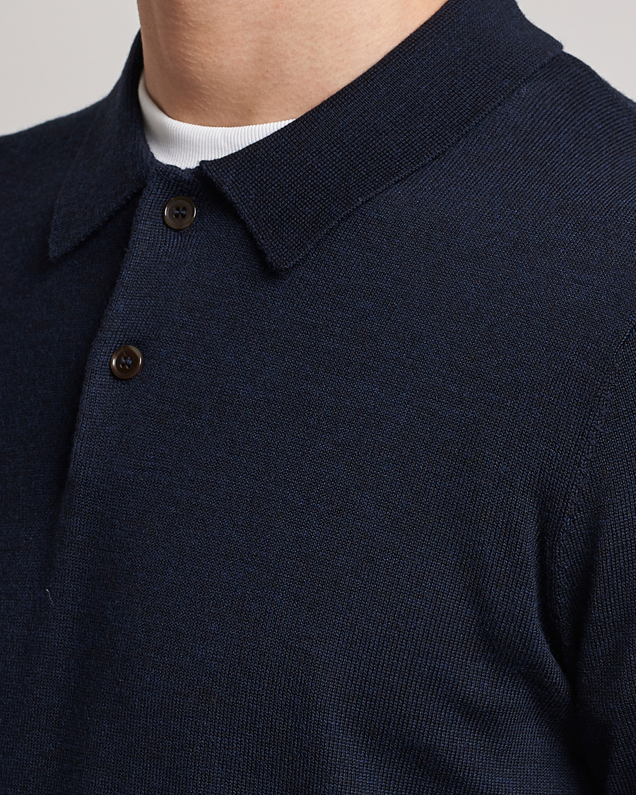 Herren | Pullover | Morris | Merino Knitted Polo Navy