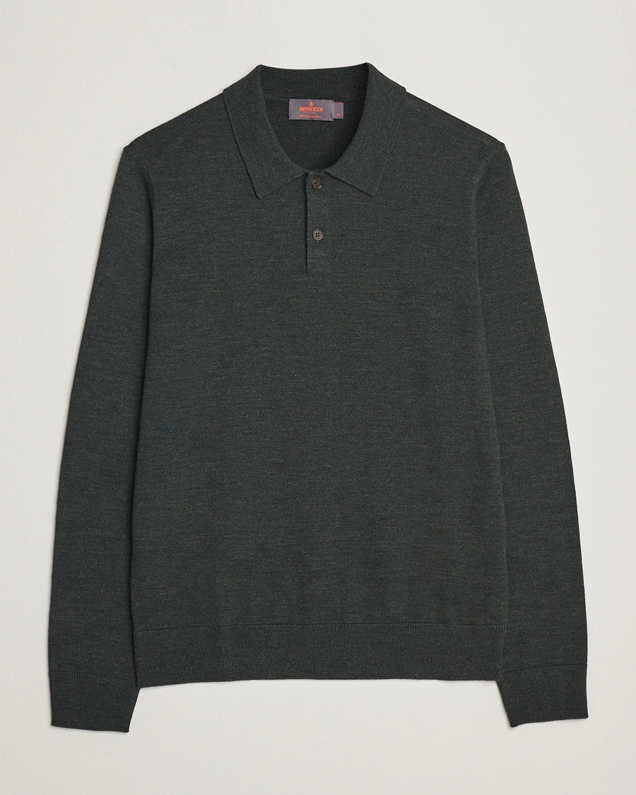 Herren | Pullover | Morris | Merino Polo Knit Dark Green