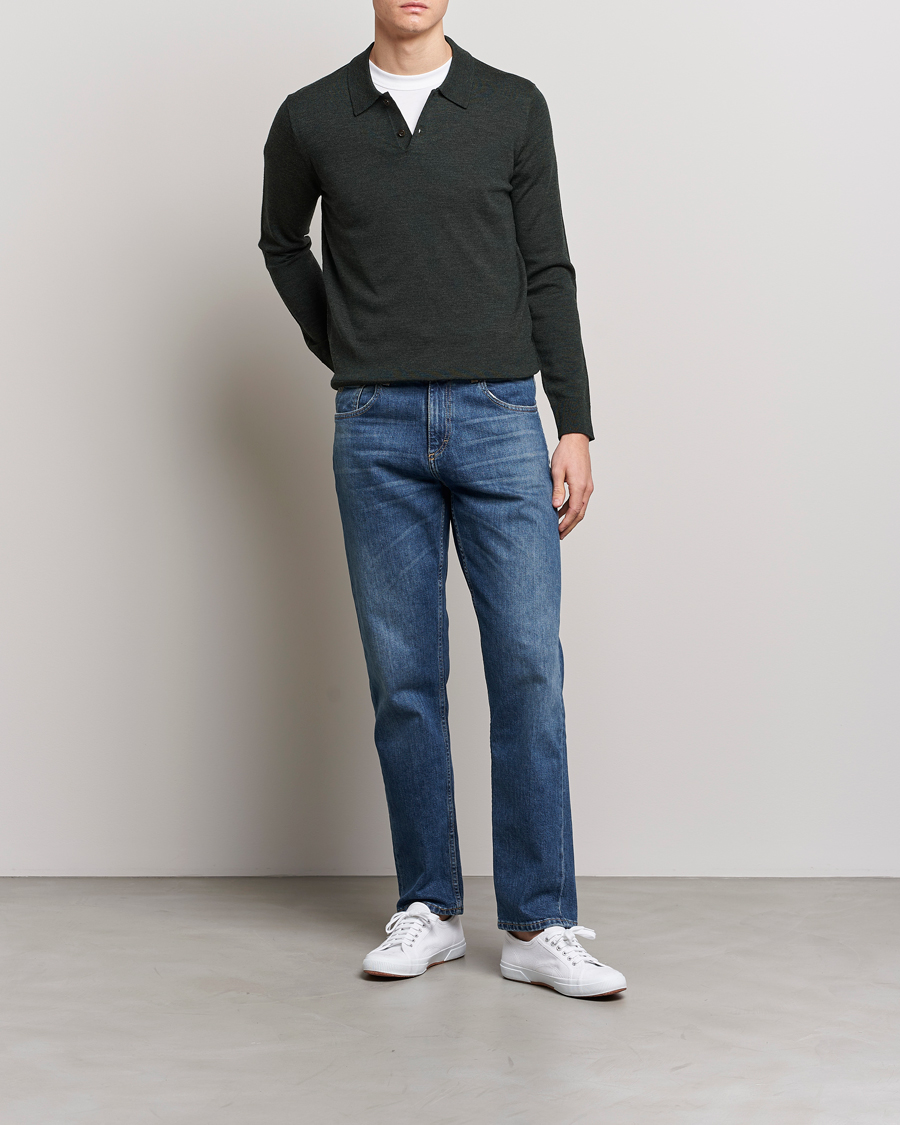 Herren | Pullover | Morris | Merino Polo Knit Dark Green