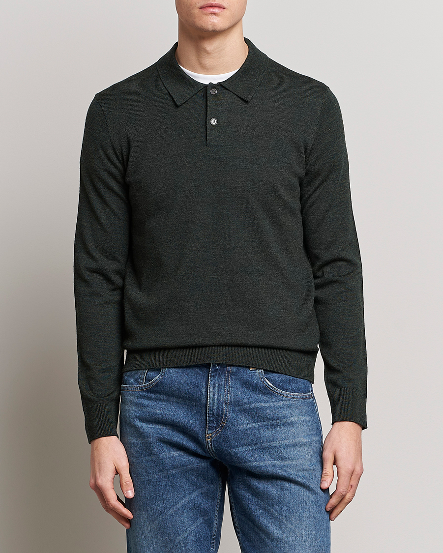 Herren | Morris | Morris | Merino Polo Knit Dark Green