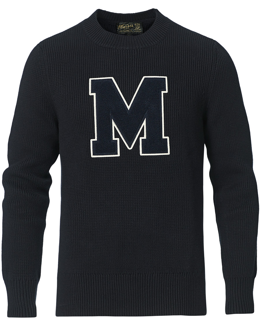 Herren | Pullover | Morris | Bradley Knitted Logo O-Neck Navy