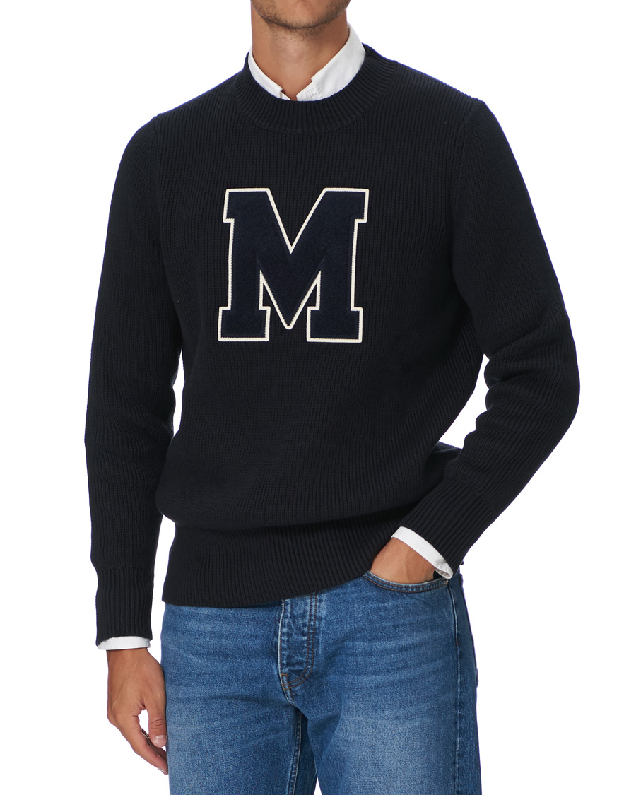 Herren | Pullover | Morris | Bradley Knitted Logo O-Neck Navy
