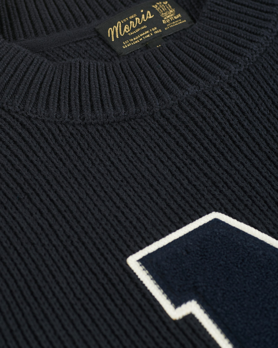 Herren | Pullover | Morris | Bradley Knitted Logo O-Neck Navy