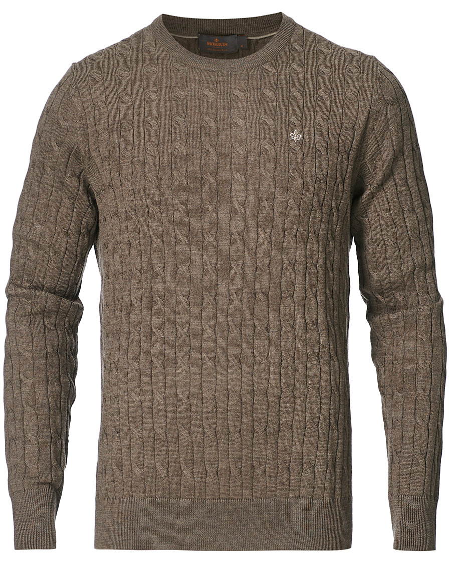 Herren | Pullover | Morris | Merino Cable O-Neck Light Brown