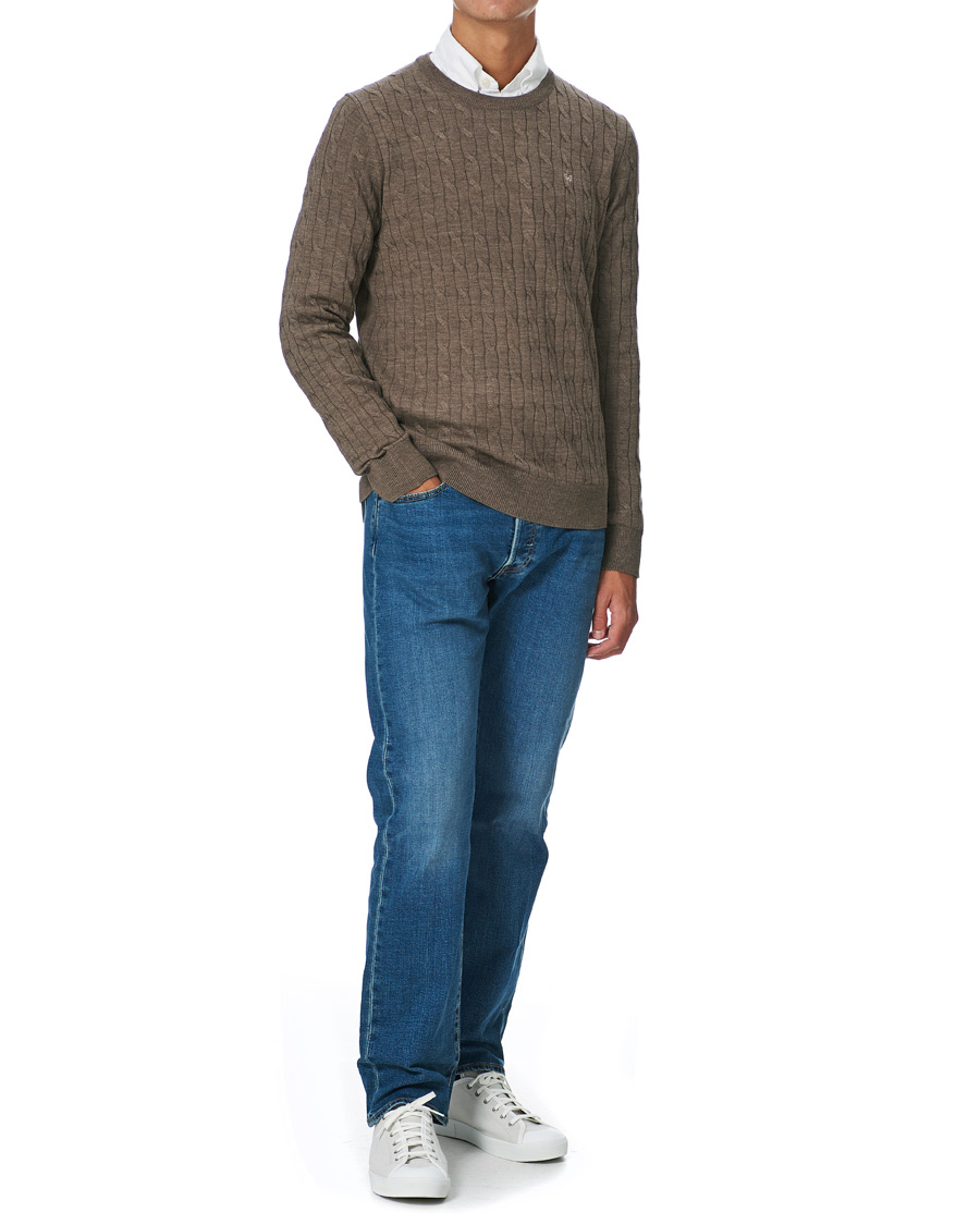 Herren | Pullover | Morris | Merino Cable O-Neck Light Brown