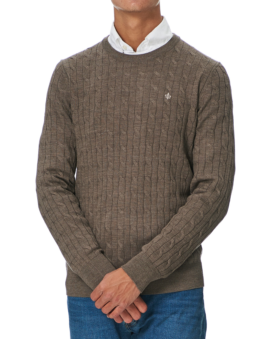 Herren | Pullover | Morris | Merino Cable O-Neck Light Brown