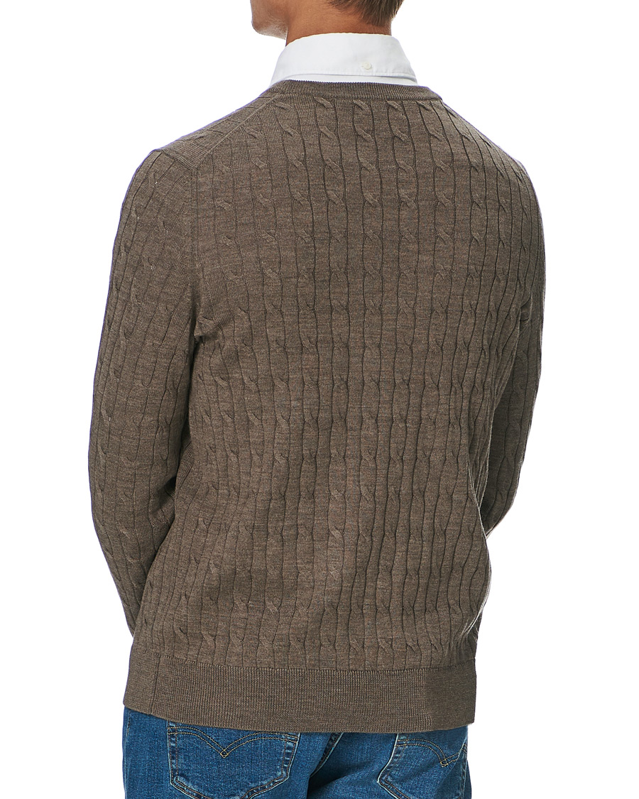 Herren | Pullover | Morris | Merino Cable O-Neck Light Brown