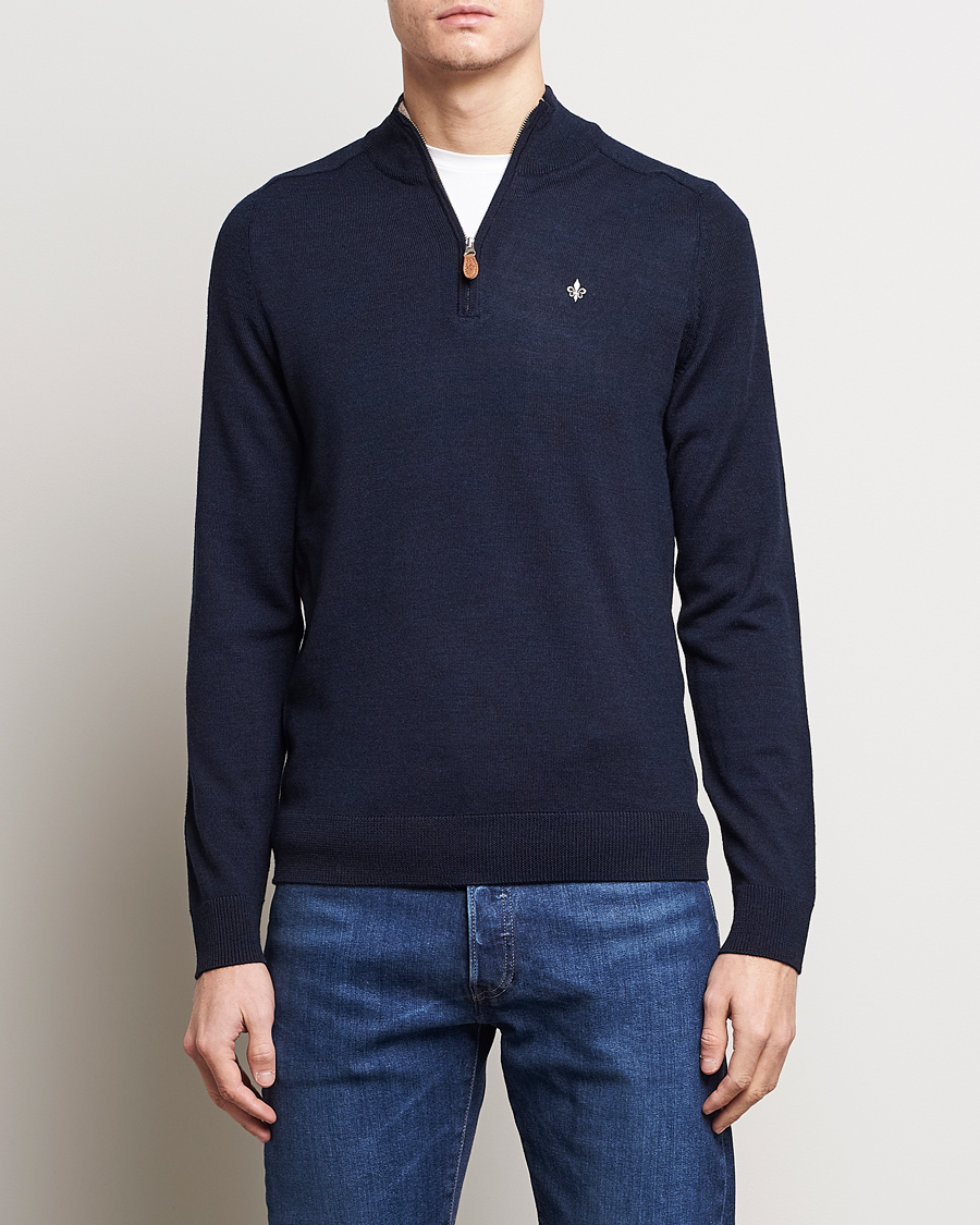 Men | Morris | Morris | John Merino Half Zip Navy