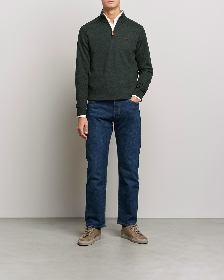 Herren | Pullover | Morris | John Merino Half Zip Olive