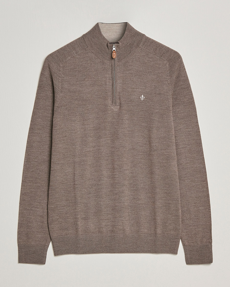 Herren | Pullover | Morris | John Merino Half Zip Light Brown