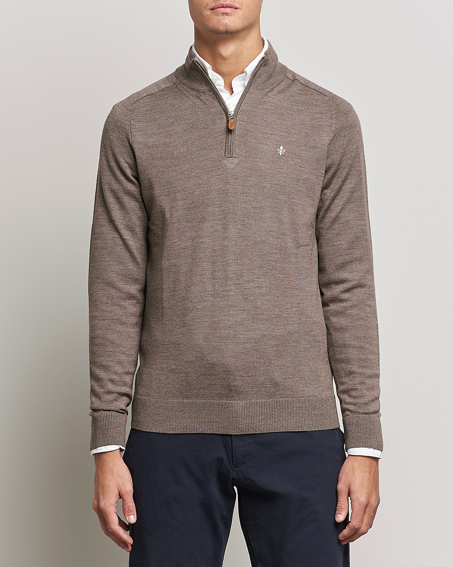 Men |  | Morris | John Merino Half Zip Light Brown