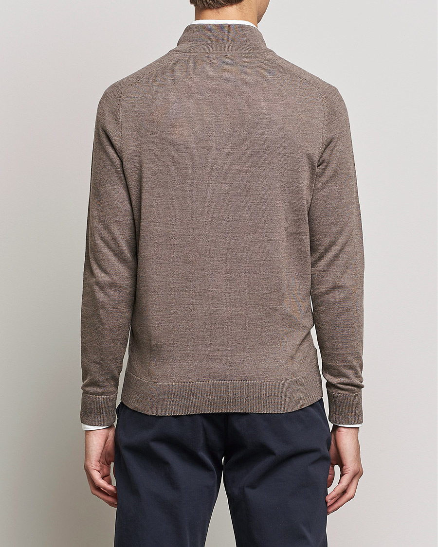 Herren | Pullover | Morris | John Merino Half Zip Light Brown
