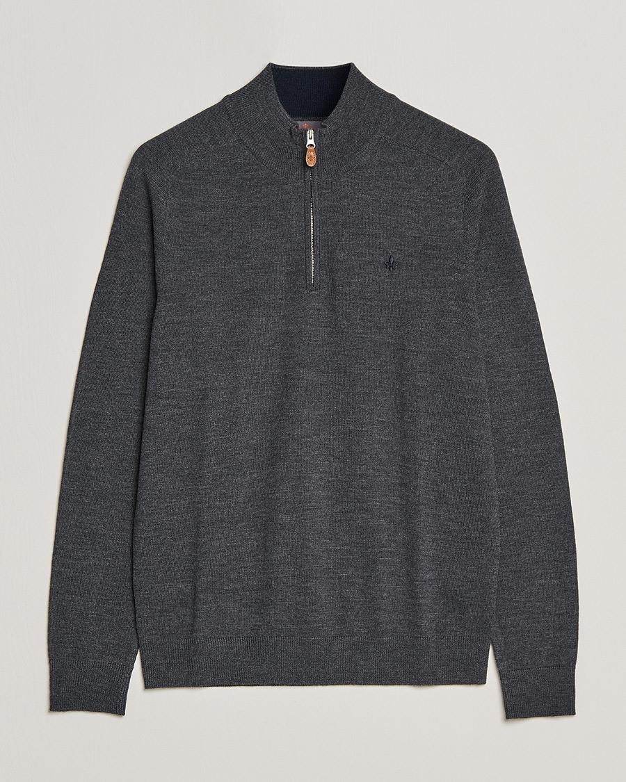 Herren | Pullover | Morris | John Merino Half Zip Dark Grey