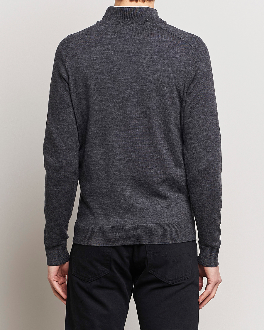 Herren | Pullover | Morris | John Merino Half Zip Dark Grey