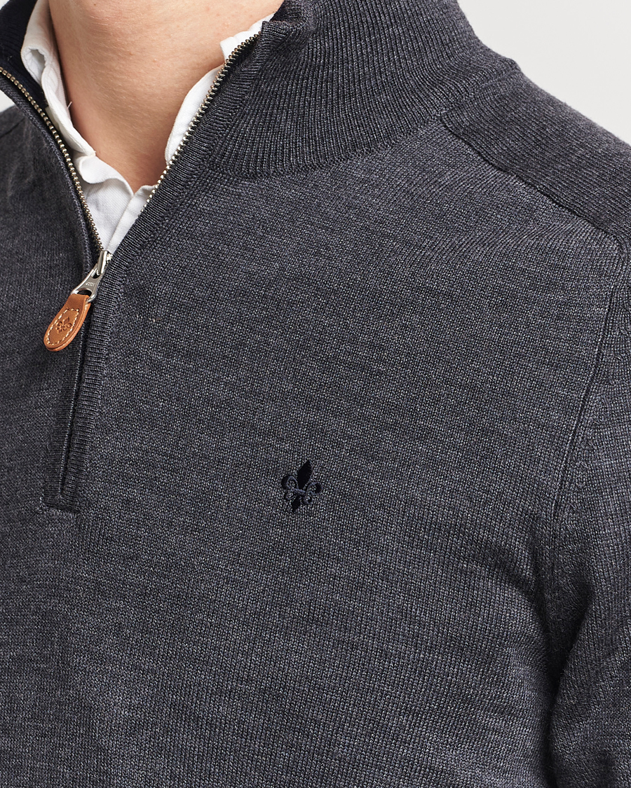 Herren | Pullover | Morris | John Merino Half Zip Dark Grey