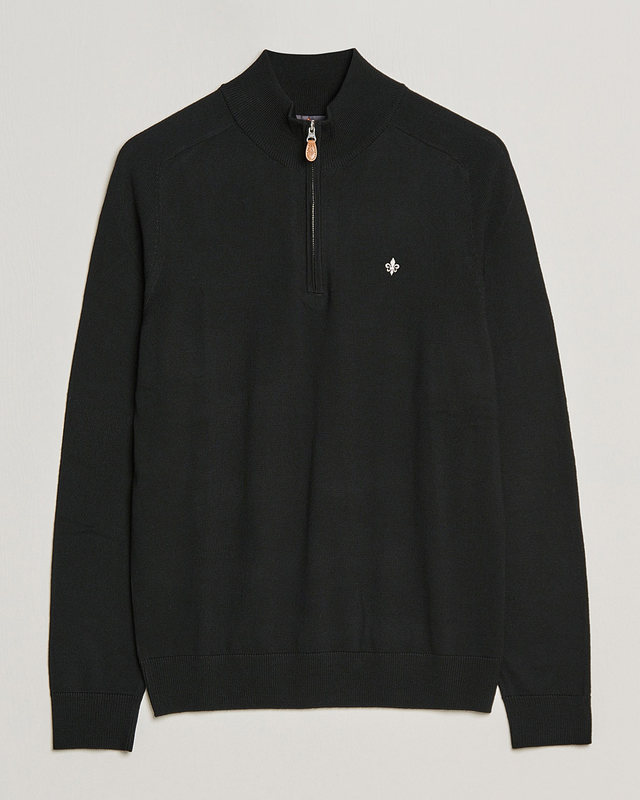 Herren | Pullover | Morris | John Merino Half Zip Black