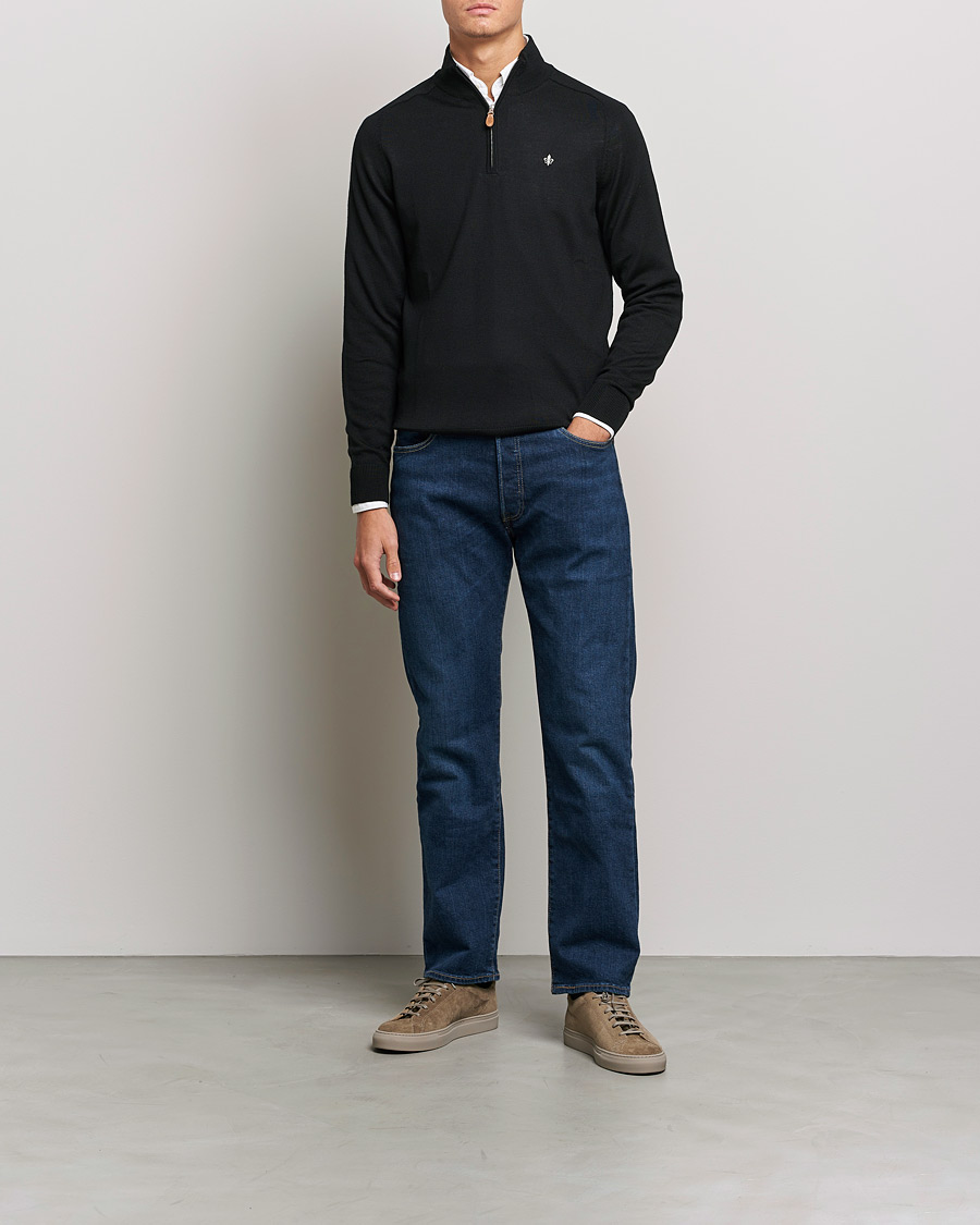 Herren | Pullover | Morris | John Merino Half Zip Black