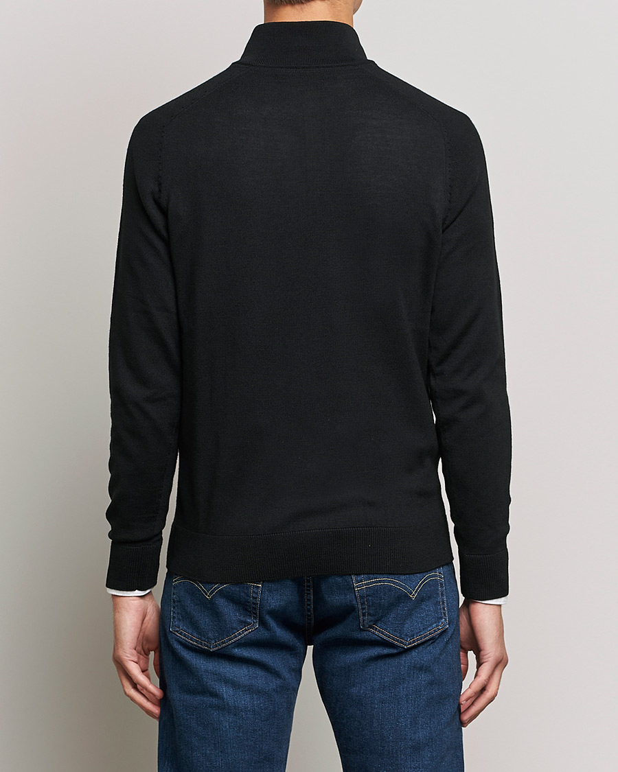 Herren | Pullover | Morris | John Merino Half Zip Black