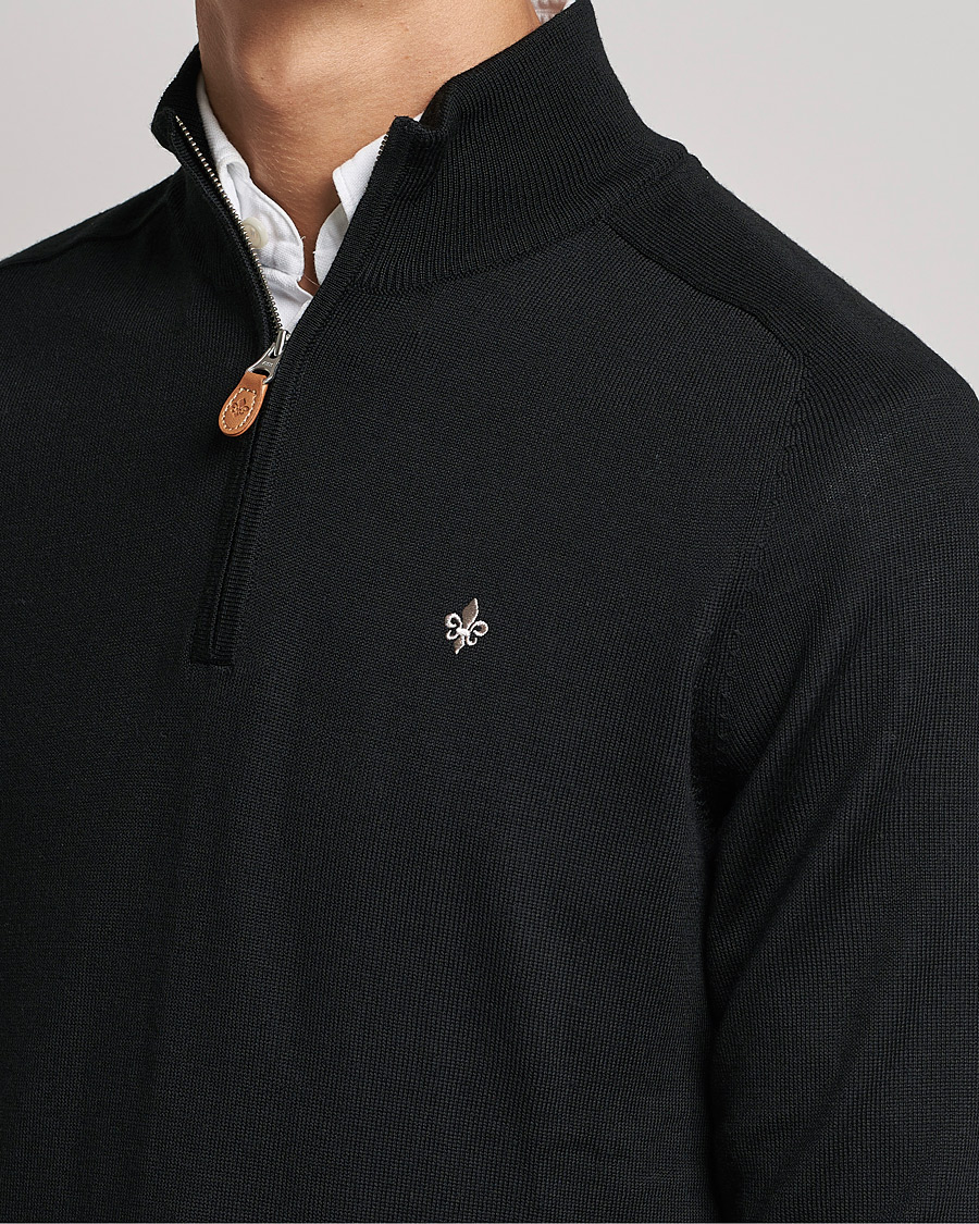 Herren | Pullover | Morris | John Merino Half Zip Black