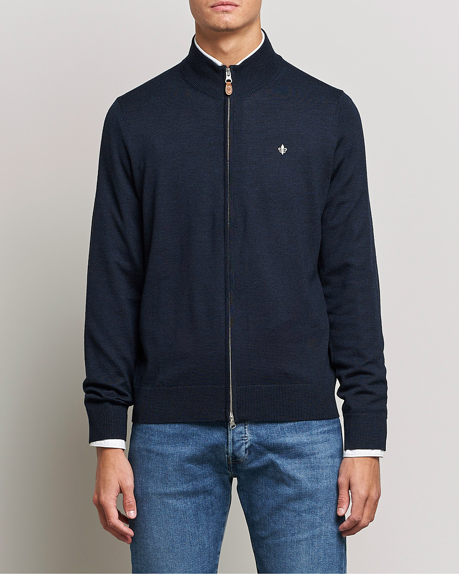 Herren | Morris | Morris | Merino Full Zip Cardigan Navy