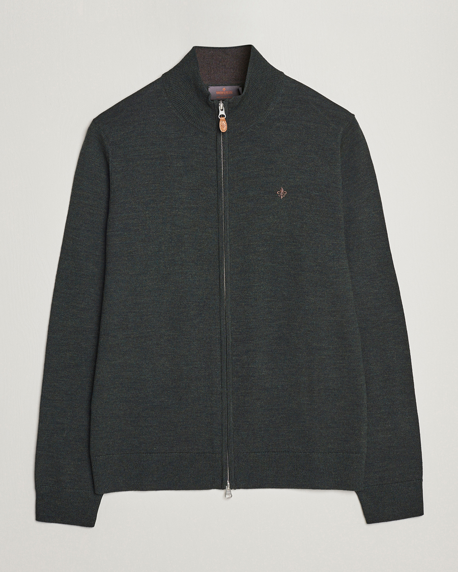Herren | Pullover | Morris | Merino Full Zip Cardigan Olive